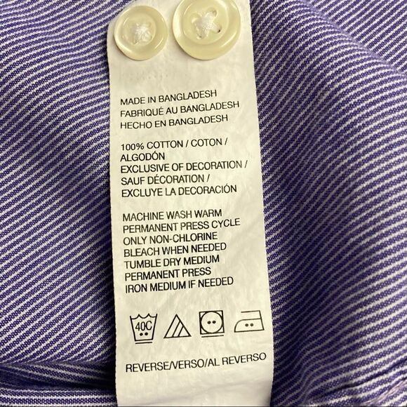 IZOD,‎ Men’s Purple & White Striped, Long Sleeve Shirt, Slim Fit, XL/TG/XG, - Picture 3 of 9